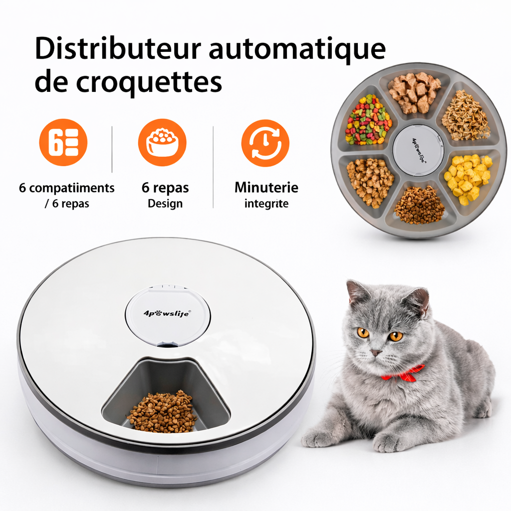 Distributeur automatique pour chats — Rappel vocal & minuterie