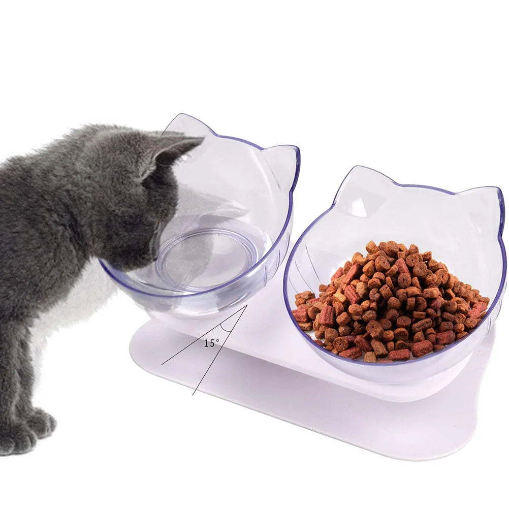 Double bol incliné 15° pour chats – Protection cervicale & confort