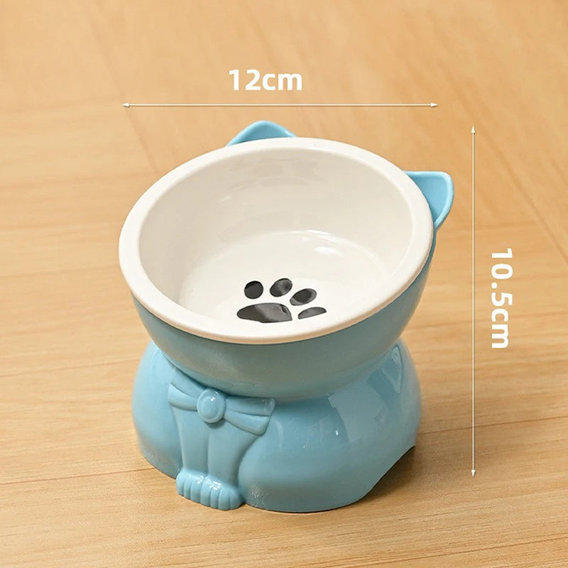 Bol céramique surélevé antidérapant – Motif pattes pour chats