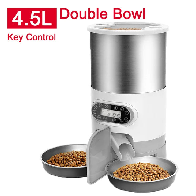 Mangeoire automatique inox pour chats — Double repas & app WiFi