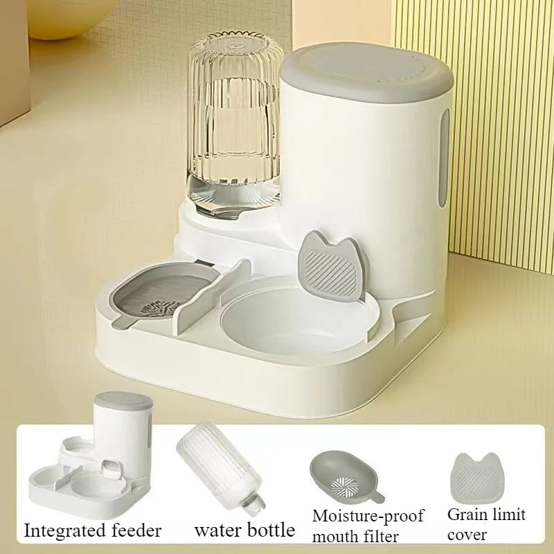 Bol mangeoire automatique avec distributeur d’eau intégré pour chats