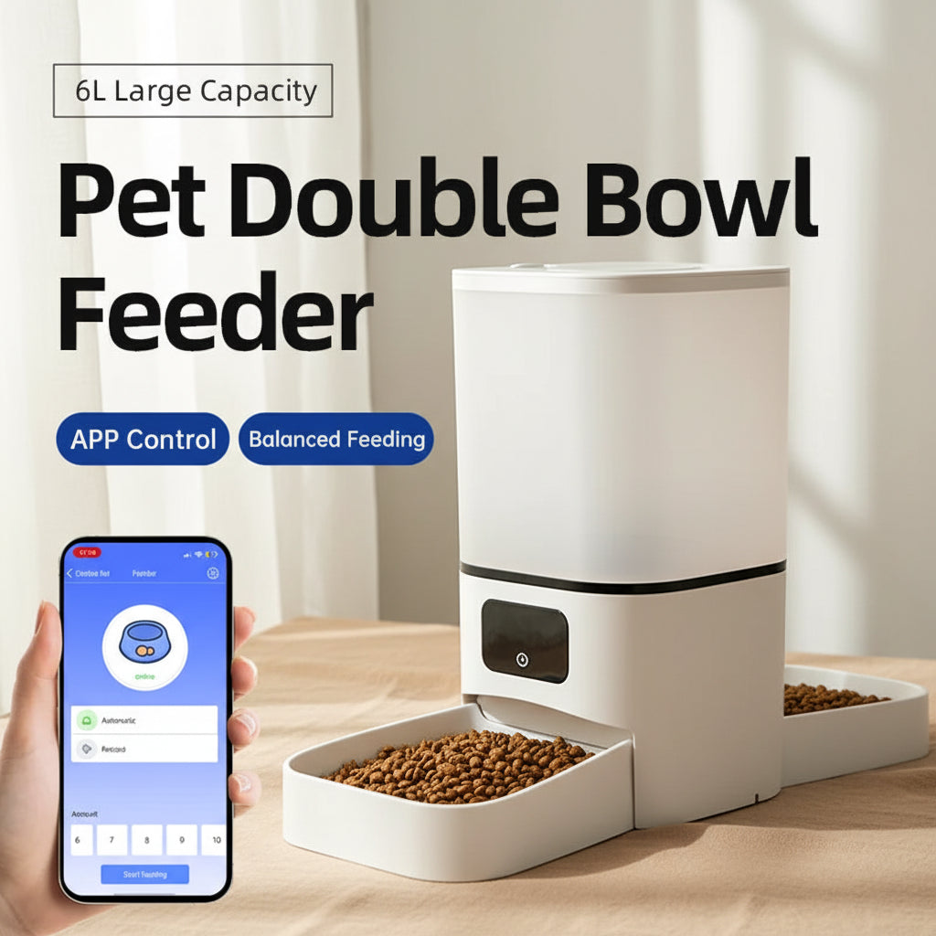 Mangeoire automatique WiFi 6L double repas pour chats