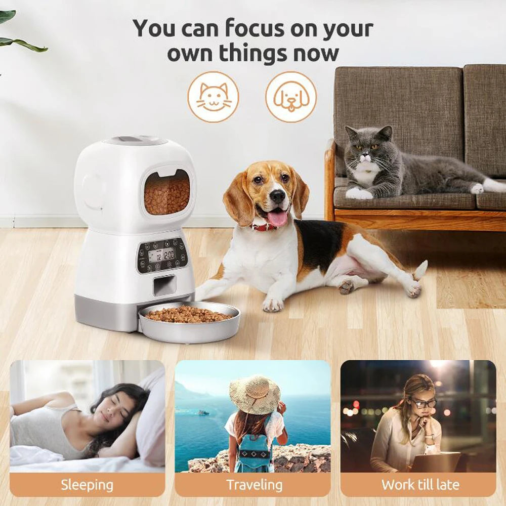 Mangeoire automatique 3,5L WiFi pour chats — Anti-glouton & vocal