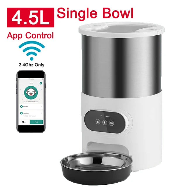 Mangeoire automatique inox pour chats — Double repas & app WiFi