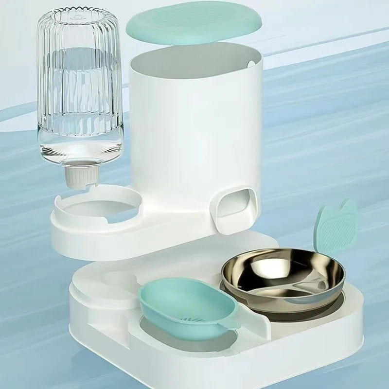 Bol mangeoire automatique avec distributeur d’eau intégré pour chats