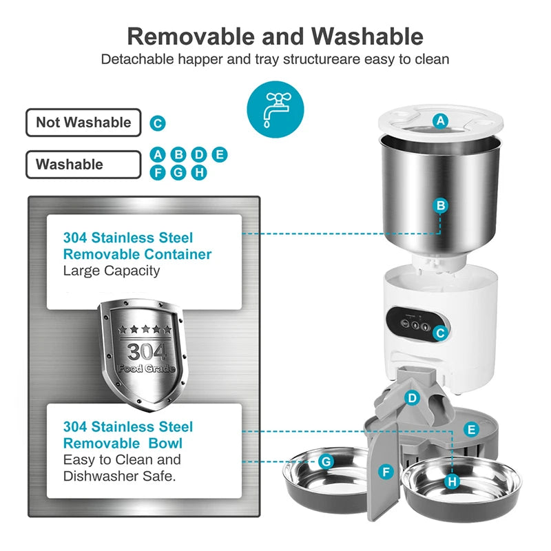 Mangeoire automatique inox pour chats — Double repas & app WiFi