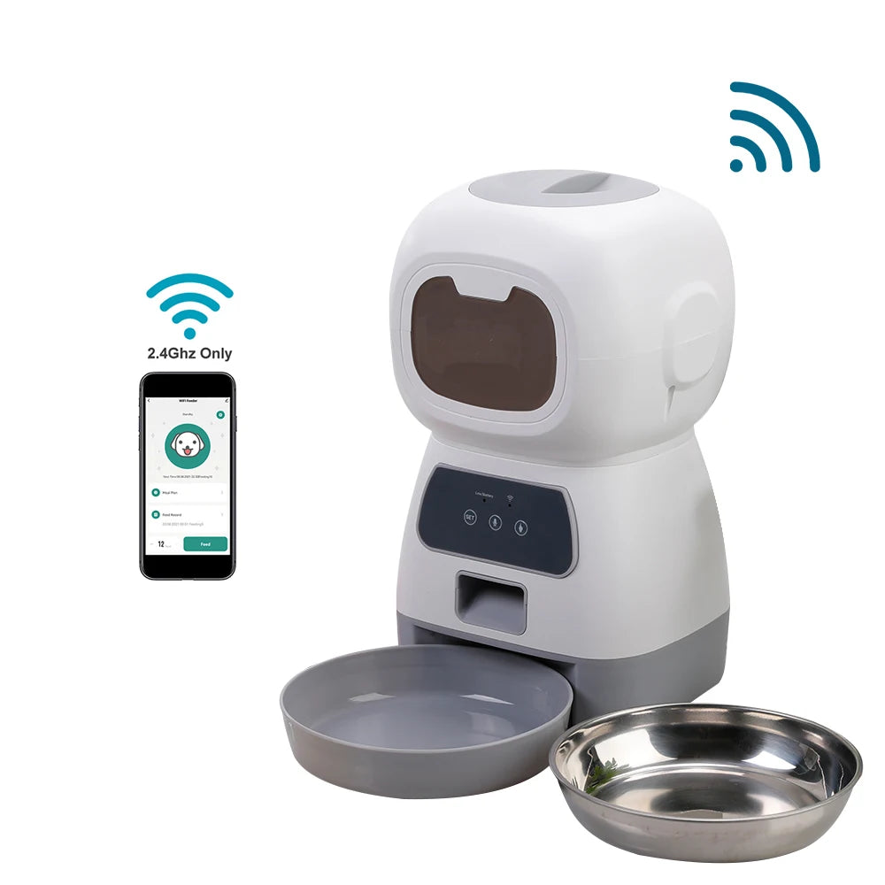 Mangeoire automatique 3,5L WiFi pour chats — Anti-glouton & vocal