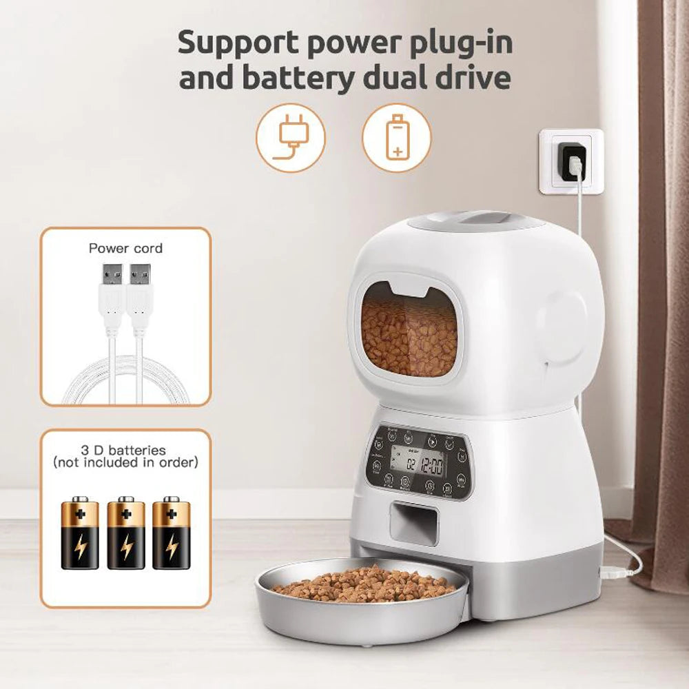 Mangeoire automatique 3,5L WiFi pour chats — Anti-glouton & vocal