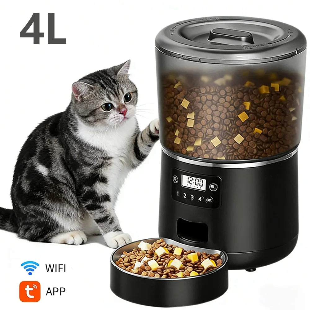 Mangeoire automatique 4L WiFi pour chats — Bol inox & app