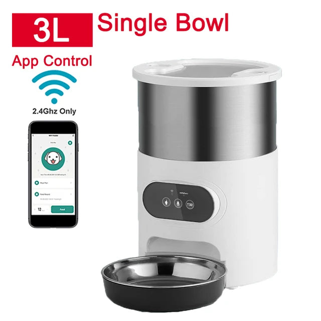 Mangeoire automatique inox pour chats — Double repas & app WiFi