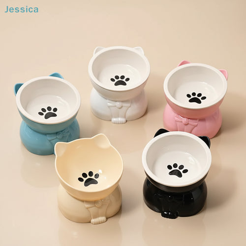 Bol céramique surélevé antidérapant – Motif pattes pour chats
