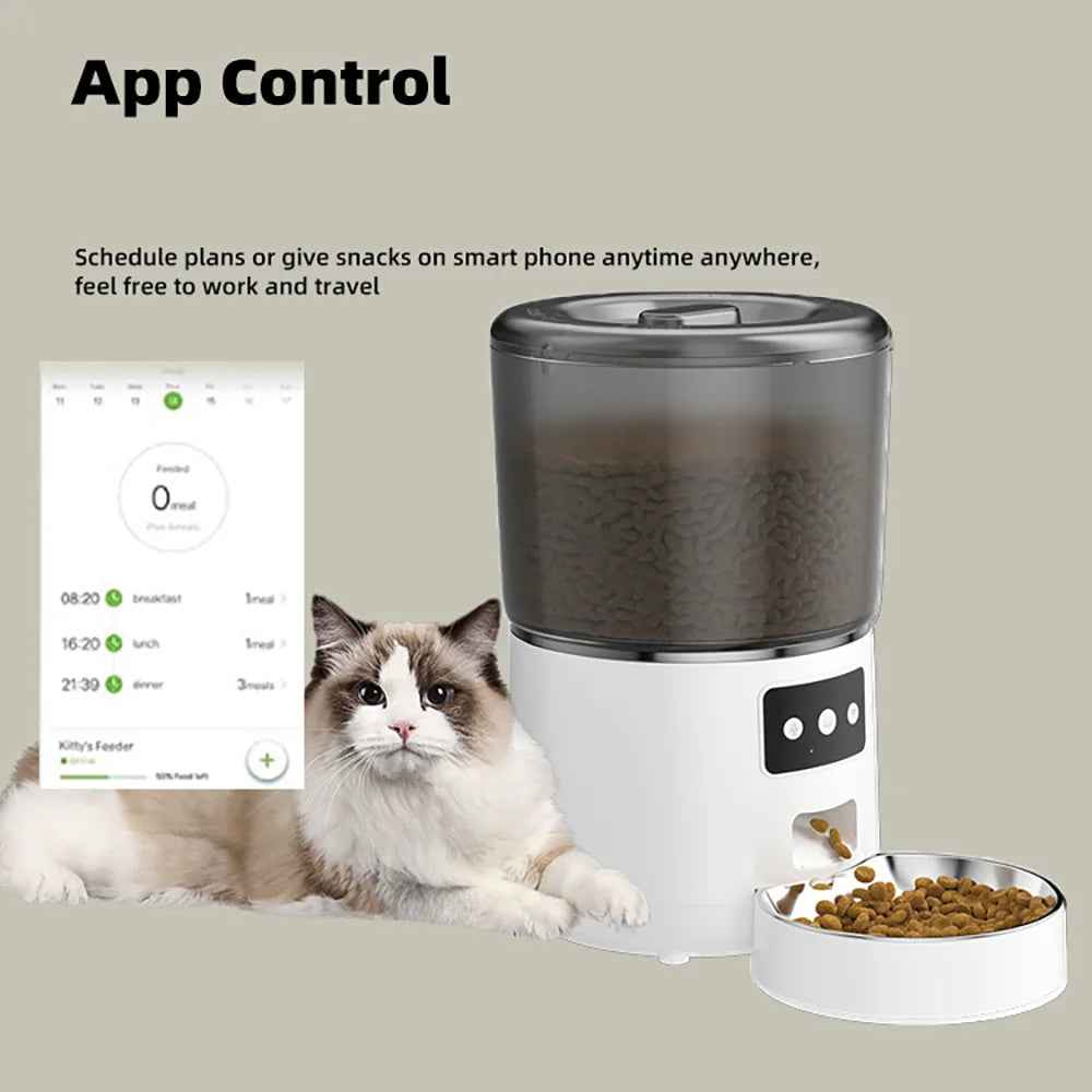 Mangeoire automatique 4L WiFi pour chats — Bol inox & app