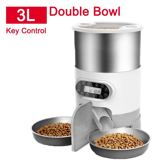 Mangeoire automatique inox pour chats — Double repas & app WiFi